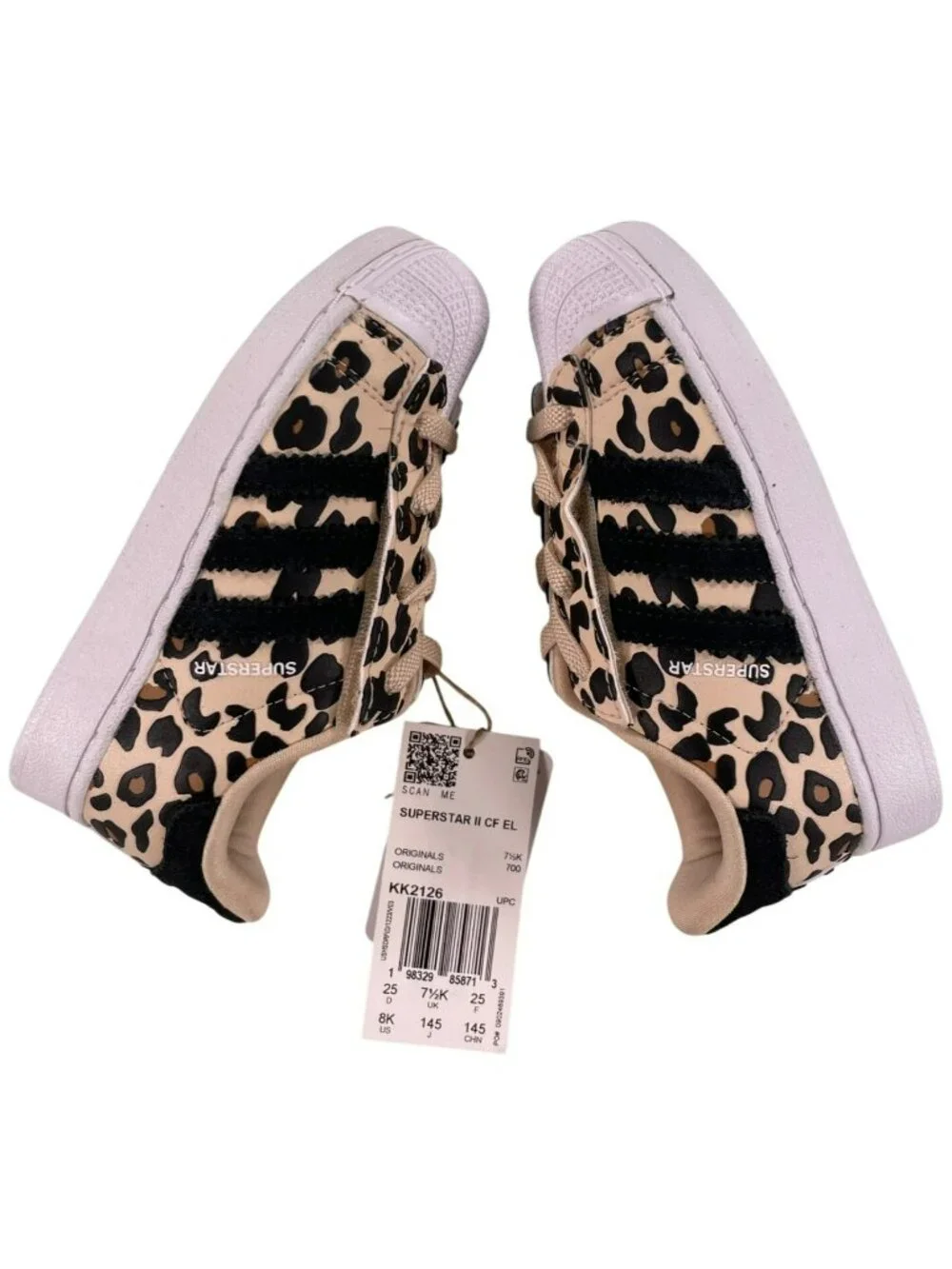 Adidas Superstar II Infant CF EL Shoes Cute Leopard Print Sporty Size 8K NEW